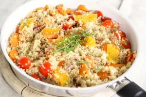 superfoods-Quinoa salad with fruits and vegetables